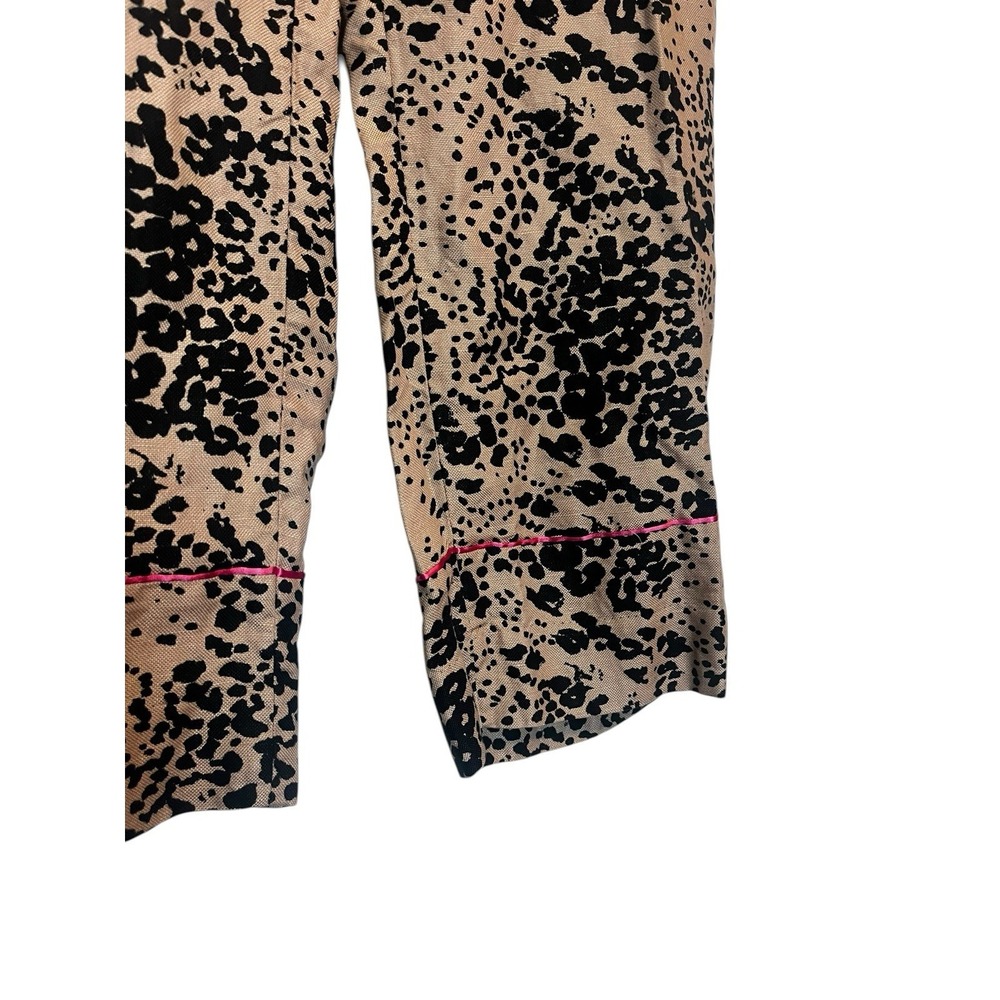J. Crew Peyton Cropped Linen Pants 4 Leopard Print High Rise Wide Leg AJ322 - Picture 4 of 7